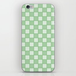 Retro Check Grid Pattern in Light Sage Mint Green iPhone Skin
