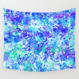 Blue Abstract Paint Texture Pattern Wall Tapestry