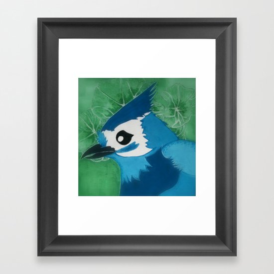 Titmouse in Blue Framed Art Print