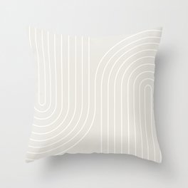 Minimal Line Curvature XI Natural Off White Mid Century Modern Arch Abstract Throw Pillow