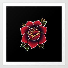 Red Rose Tattoo American Traditional Art Print