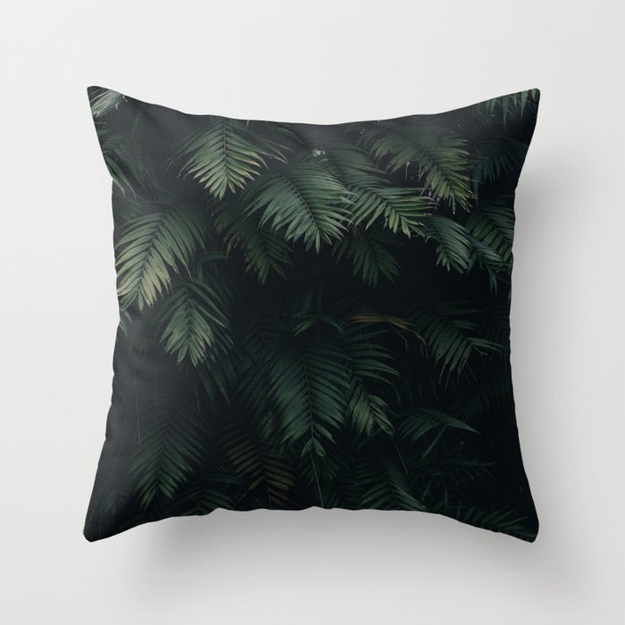 Dark Green Plants Forest Pattern  Throw Pillow