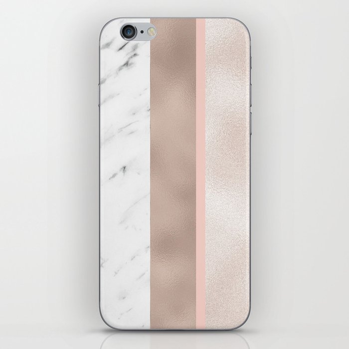 Cloudy marble on golden rose iPhone Skin
