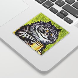 Louis Wain Cat on Coffee Break Sticker