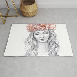 Girl in a pink wreath Rug