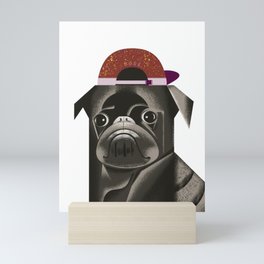 cute animal-black dog 2-red hat,puppies,gift Mini Art Print