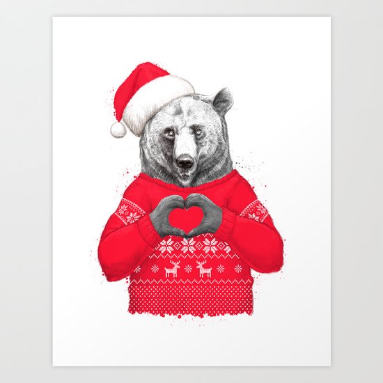christmas bear Art Print