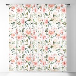 Sunny Floral Pastel Pink Watercolor Flower Pattern Blackout Curtain