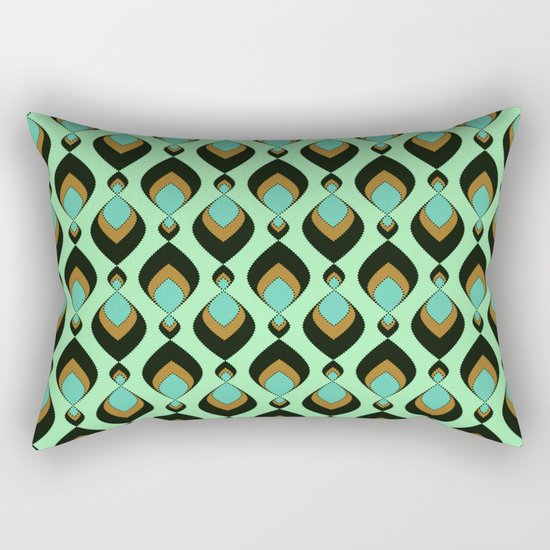 Retro pattern in green , turquoise and black colours . Rectangular Pillow