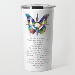 Native American Art - Sun Symbol Butterfly Healing Prayer - Sharon Cummings Travel Mug