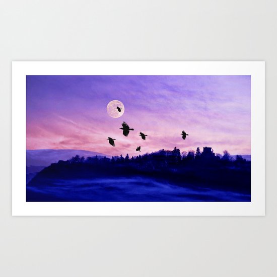 Crow moon Art Print