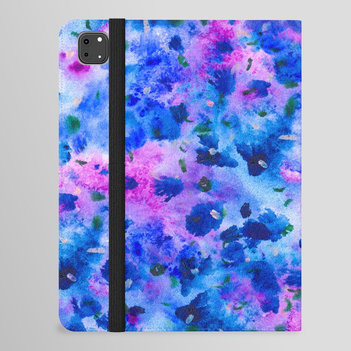 Modern hand painted blue purple floral watercolor iPad Folio Case
