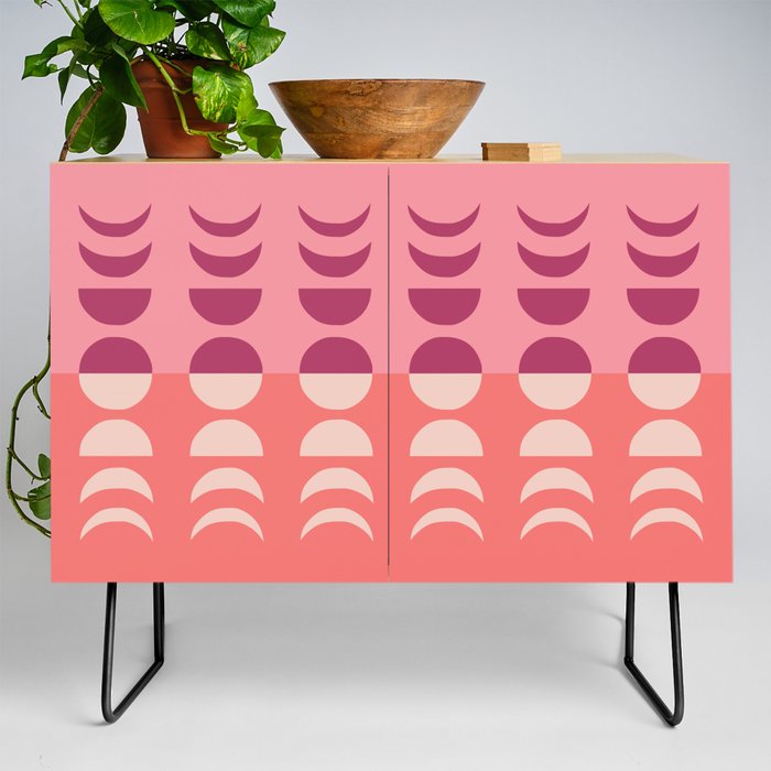 Moon Phases 19 in Coral Purple Beige Pink Credenza
