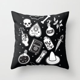 Witchy Essence Black Throw Pillow