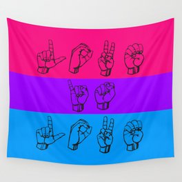 "love is love" bi pride flag ASL Wall Tapestry