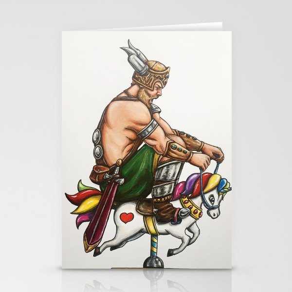 Viking on Unicorn Stationery Cards