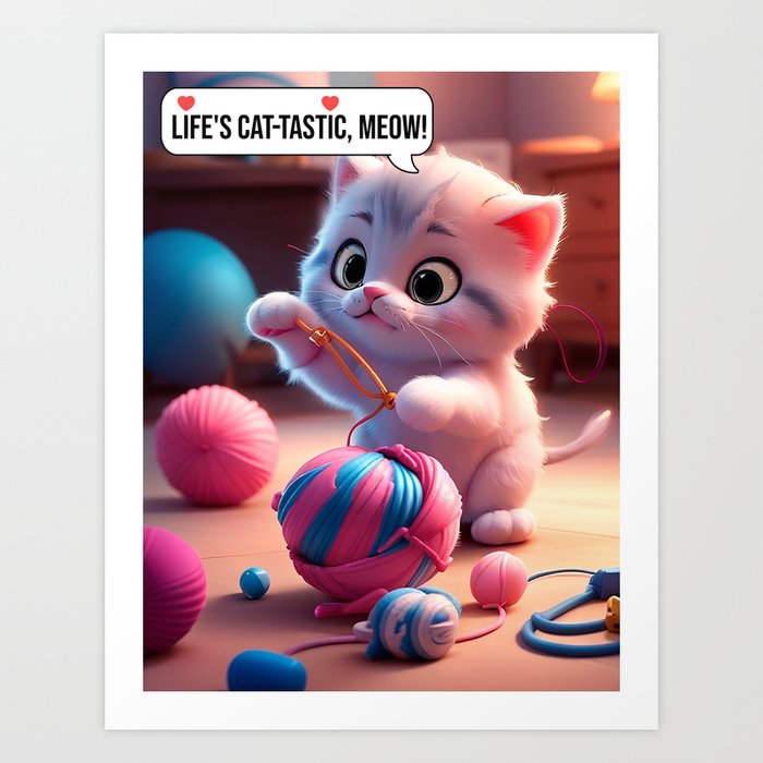 Life's cat-tastic, meow! Art Print