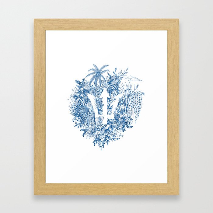 Barbados (Blue) Framed Art Print