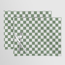 checked, sage green Placemat
