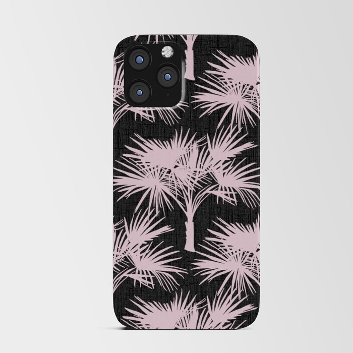 Retro Pink Palm Trees on Charcoal iPhone Card Case