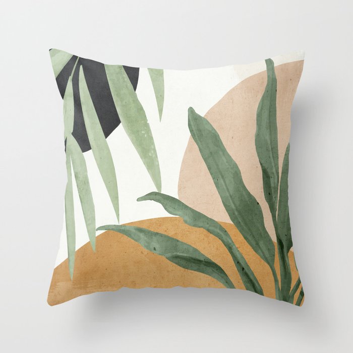 Abstract Art Tropical Leaves 4 Throw Pillow