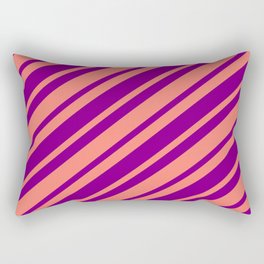 [ Thumbnail: Salmon and Purple Colored Pattern of Stripes Rectangular Pillow ]