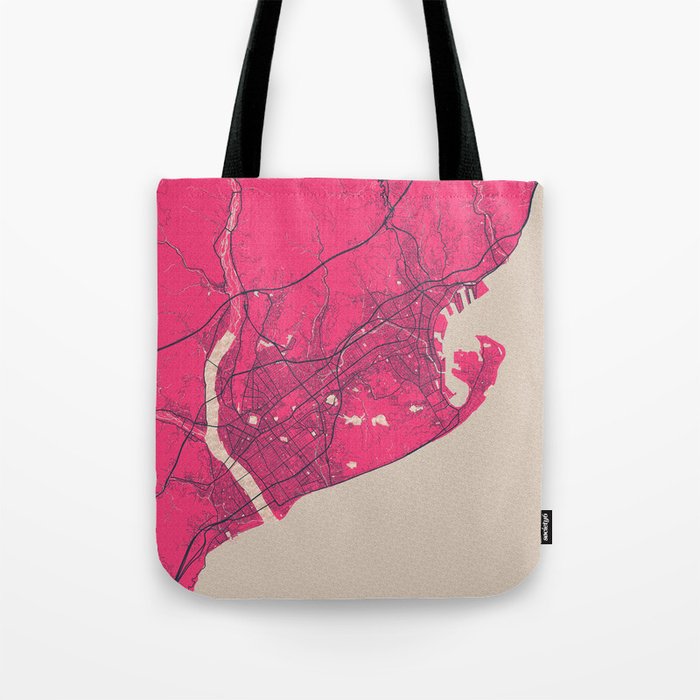 Shizuoka City Map of Japan - Blossom Tote Bag