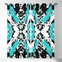 Blue Changes - Abstract black, white and blue Blackout Curtain