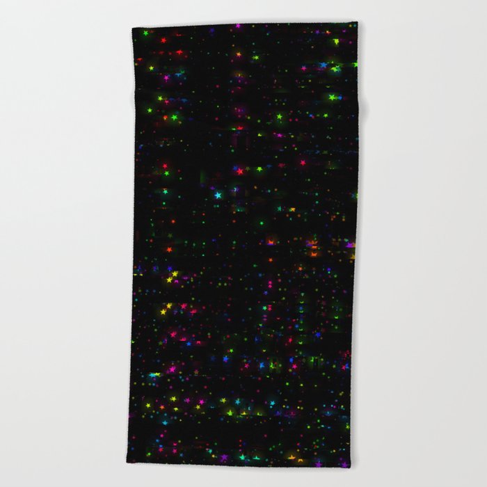 Glitch Stars Beach Towel