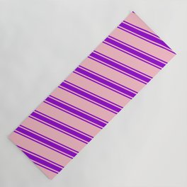 [ Thumbnail: Pink and Dark Violet Colored Lines Pattern Yoga Mat ]