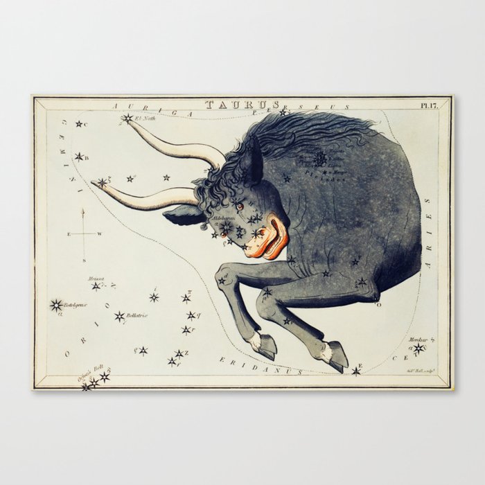 Antique Astrology Chart Taurus Canvas Print