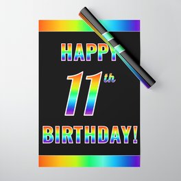 [ Thumbnail: Fun, Colorful, Rainbow Spectrum “HAPPY 11th BIRTHDAY!” Wrapping Paper ]