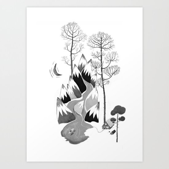 The Cabin in the Mountains Art Print