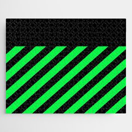 Black & Neon Green Stripes Jigsaw Puzzle