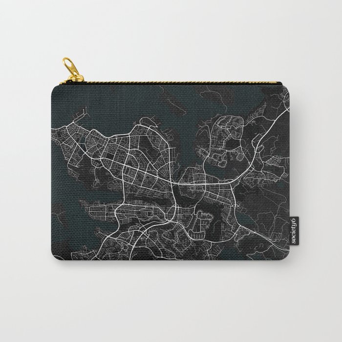 Reykjavik City Map of Iceland - Dark Carry-All Pouch