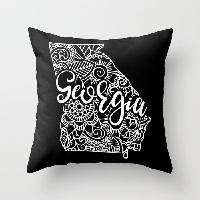 Georgia State Mandala USA America Pretty Floral Throw Pillow