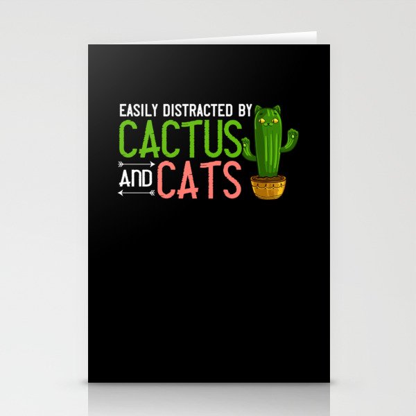 Catcus Cactus Cat Succulent Plant Kitten Flower Stationery Cards