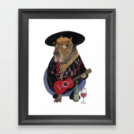 Capybara ukulele player wine lover Framed Art Print