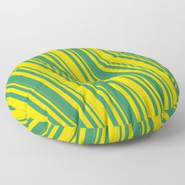 [ Thumbnail: Yellow and Sea Green Colored Striped Pattern Floor Pillow ]