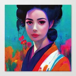 Geisha, Portrait Canvas Print