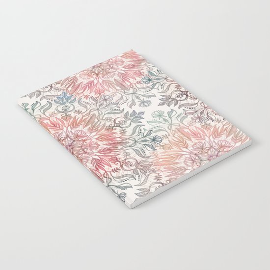 Autumn Spice Mandala in Coral, Cream and Rose Notebook