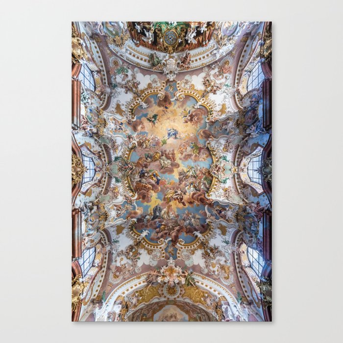Assumption of Mary - Wilhering Abbey Church Ceiling Mural 1741 Canvas Print
