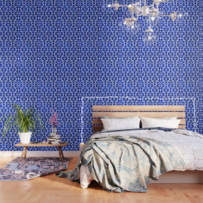 Blue Ikat Pattern Wallpaper