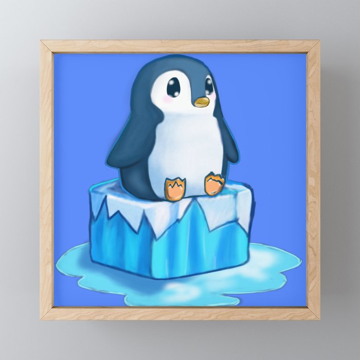 Penguin on Ice Framed Mini Art Print