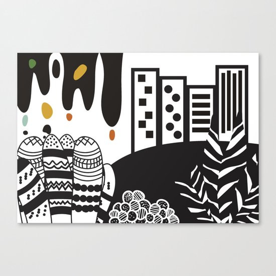 Black and white landscape Canvas Print