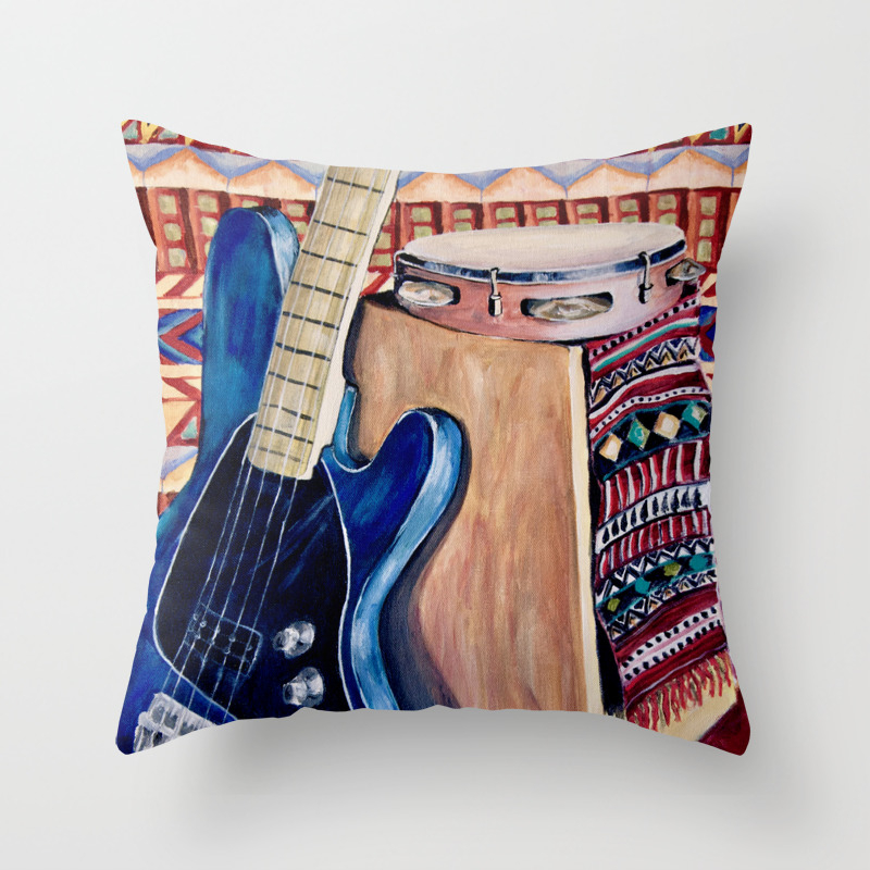 Blue Bass Guitar Throw Pillow By Julieannaccornero Society6