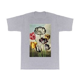Tulips : Temple of Flora of New Illustration of the Sexual System T Shirt | Romantic, Digital, Floral, Homedecor, Pop Art, Flowers, Tulips, Colorful, Oil, Landscape 