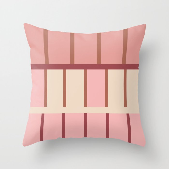 Pink and Wine Color Block Stripes Throw Pillow
