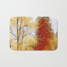 Autumn’s Fury Bath Mat | Woodland, Digital, Fallcolors, Autumntrees, Redtree, Trees, Painting, Oewgonforest, Autumn 