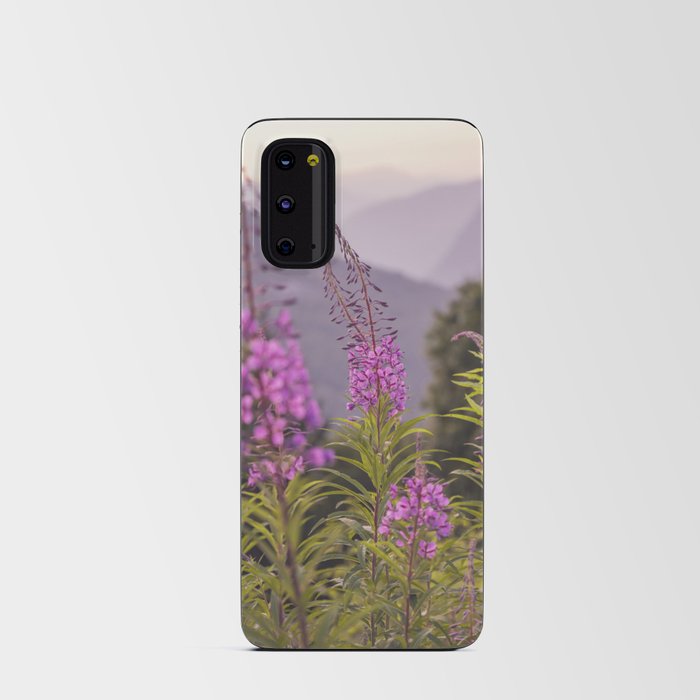 Pink summer flowers in the french mountains art print - sunset nature and travel photography Android Card Case